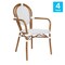 Flash Furniture Lourdes Thonet French Bistro Stacking Chair w/Arms, White/Gray PE Rattan/Bamboo Alum Frame, 4PK 4-SDA-AD642002A-WHGY-NAT-GG - alternate 3